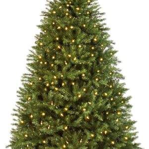 Douglas Fir Christmas Tree, 4.5ft Pre-lit Artificial Full Fir Lighted Holiday Decoration w/Warm White Lights, Metal Stand